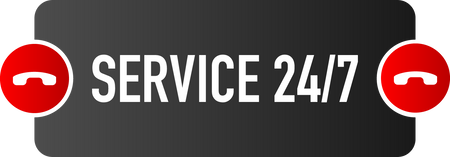 Service 24 7 banner in flat style on white background. Vecto